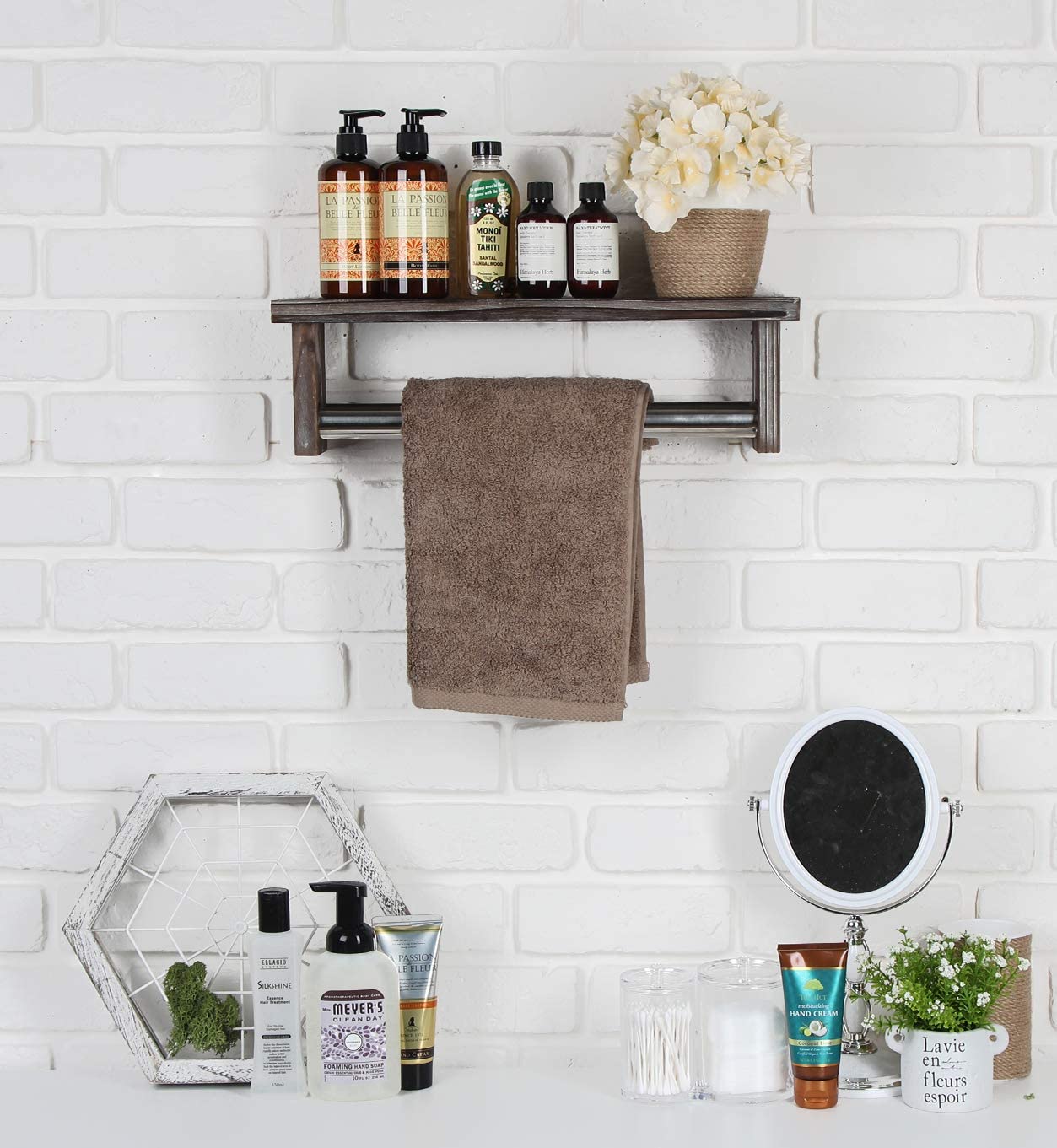 Jackcube Design Bathroom Porta Asciugamani Parete Legno con Mensola