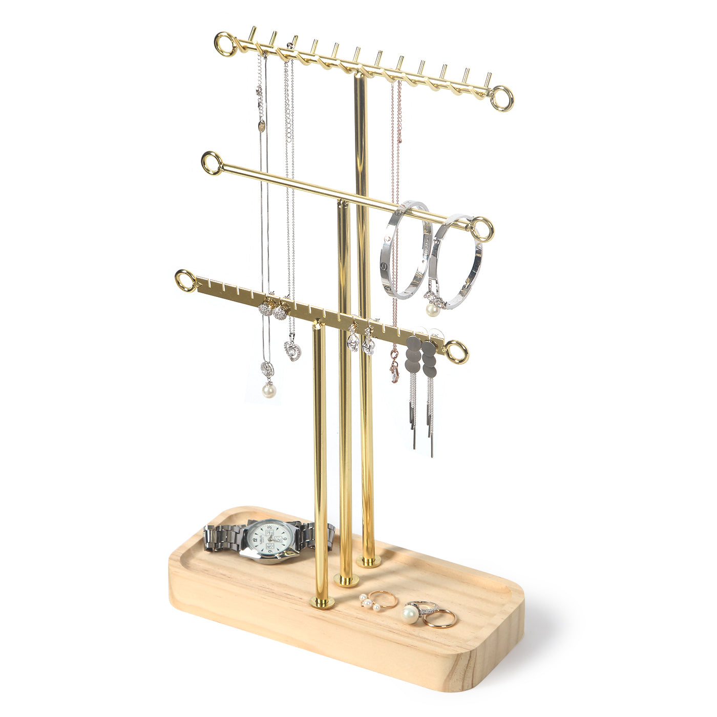 Jackcube Design porta gioielli albero oro 3 piani legno