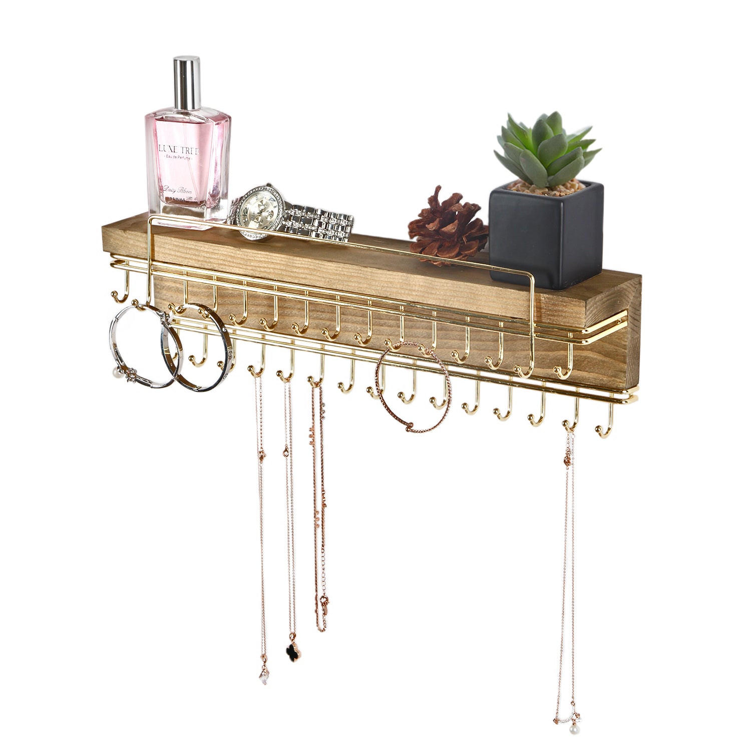Jackcube Jewelry Organizer Parete Legno 30 Ganci Oro