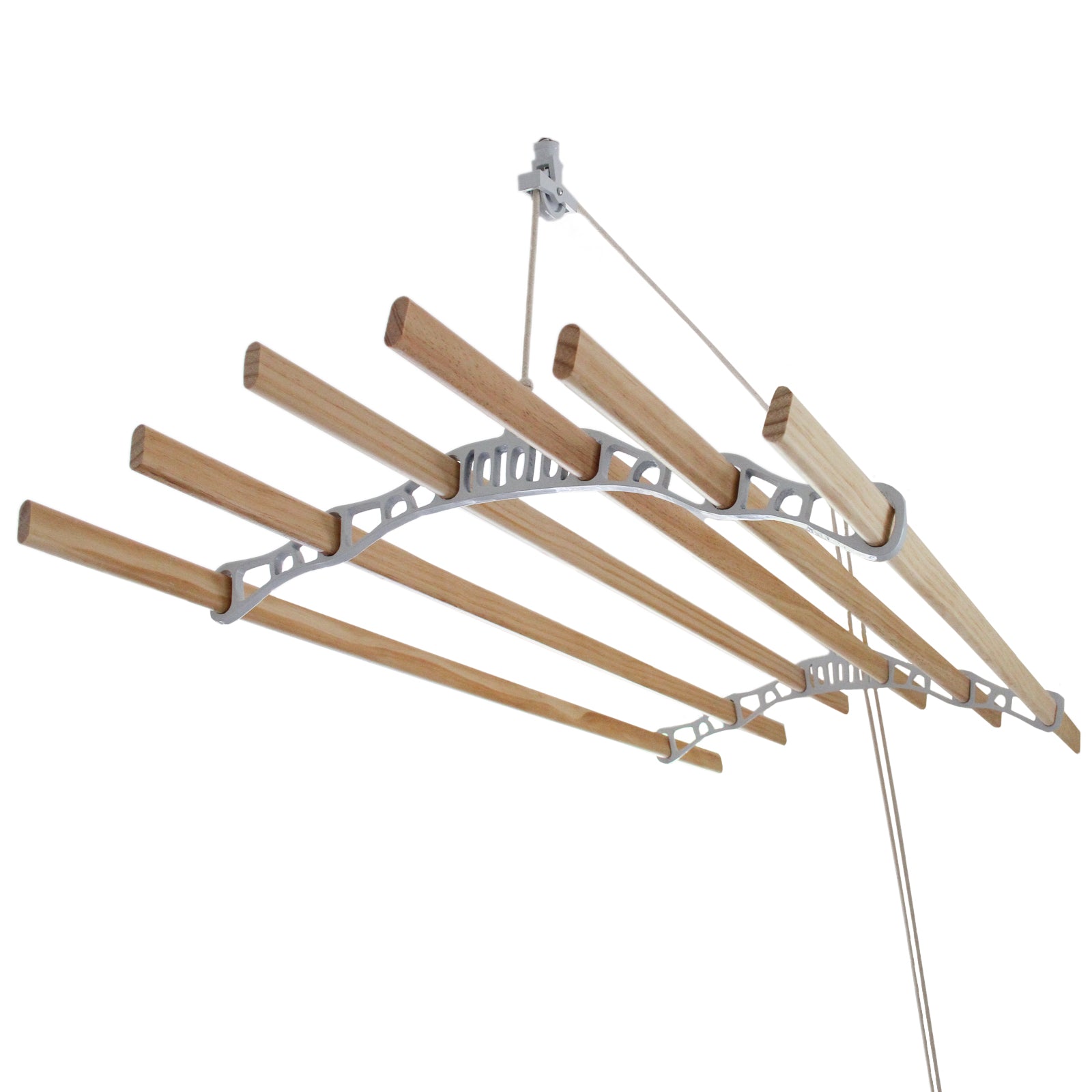 Q-Rax Stendibiancheria da Soffitto Bianco 140cm Legno