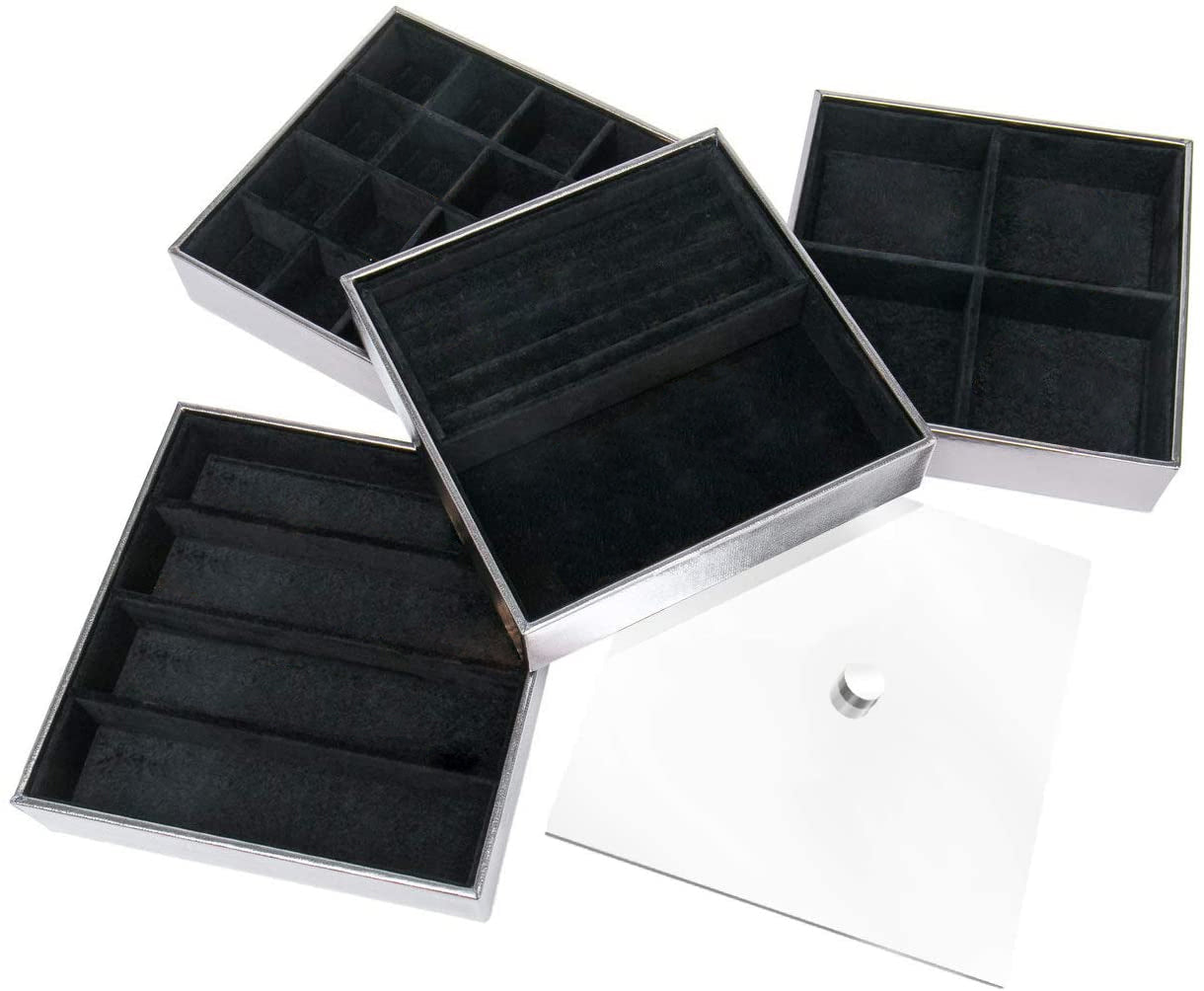 Jackcube Jewelry Set 4 Vassoio Portagioie Coperchio Acrilico