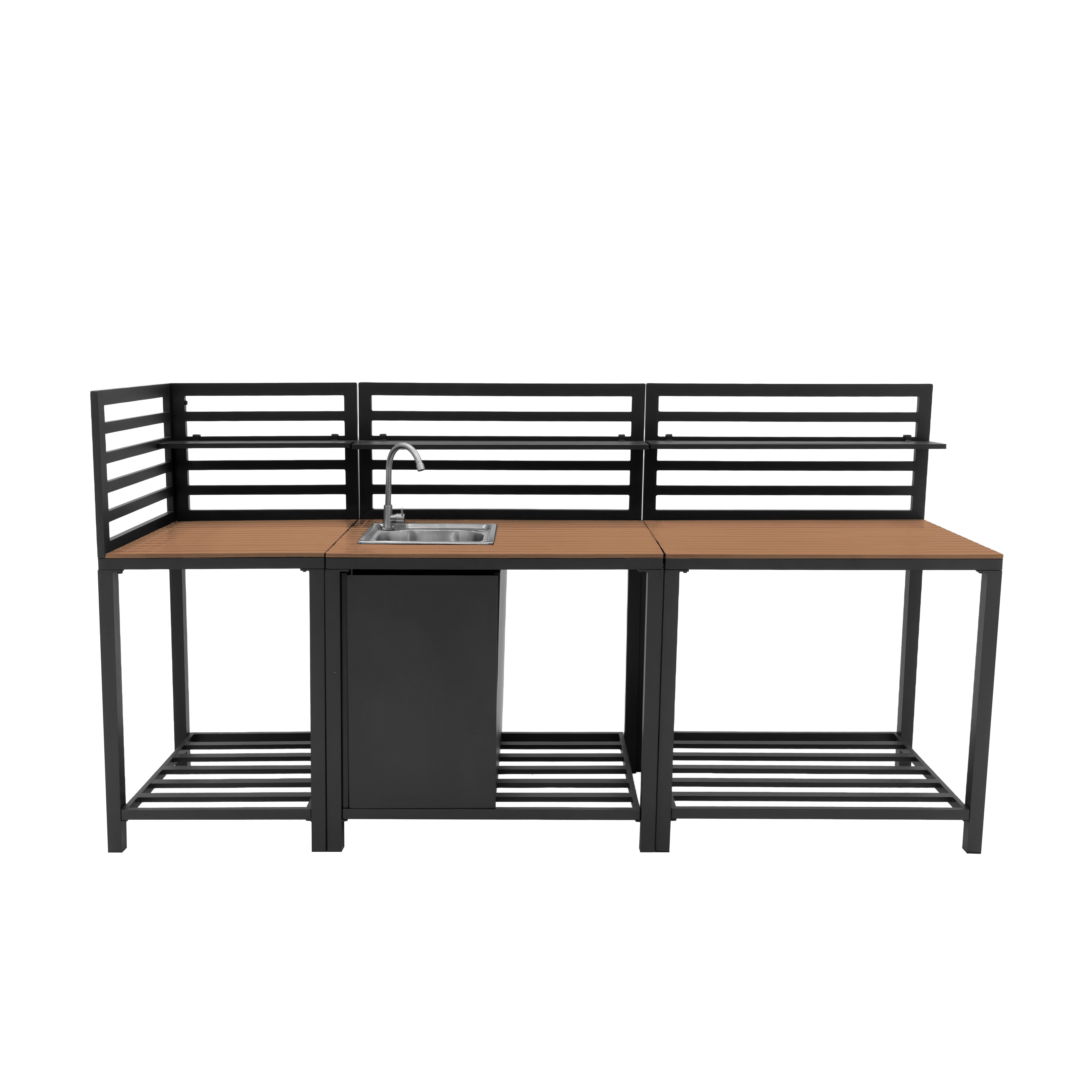 Q-Rax Mobili da Esterno Set Cucina Alluminio Lavello 3 Pezzi