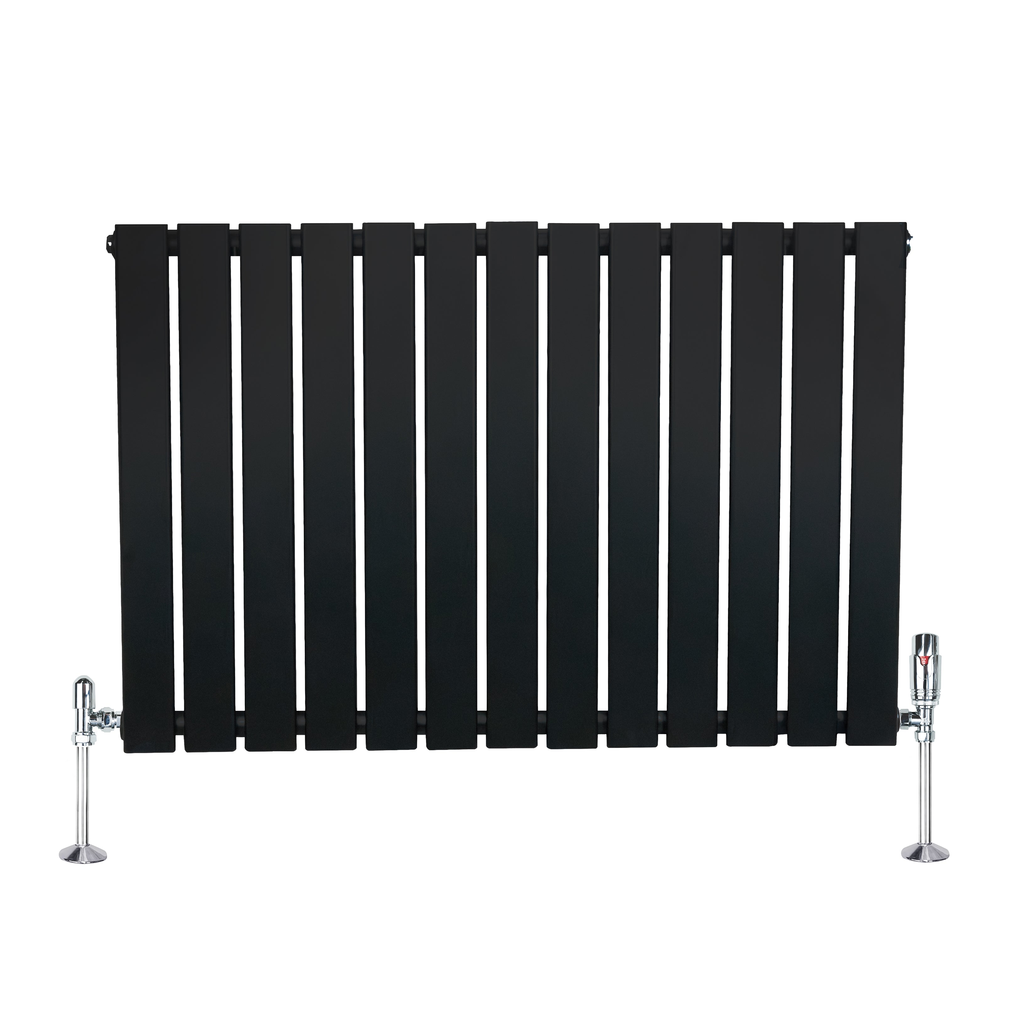 Q-Rax Radiatore Piatto Monocolonna 600x910 mm Nero con Valvole