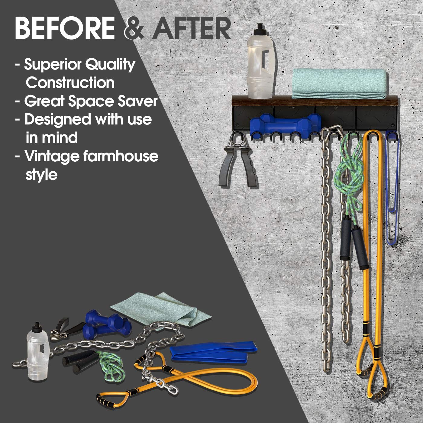 Jackcube Design rastrelliera palestra muro 9 ganci legno