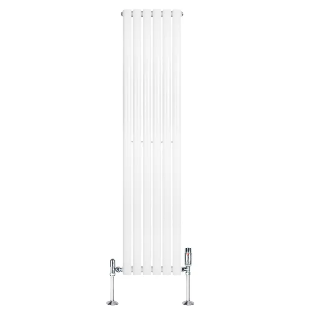 Q-Rax Radiatori Tradizionali Ovale 1600x360 radiatore bianco con valvole