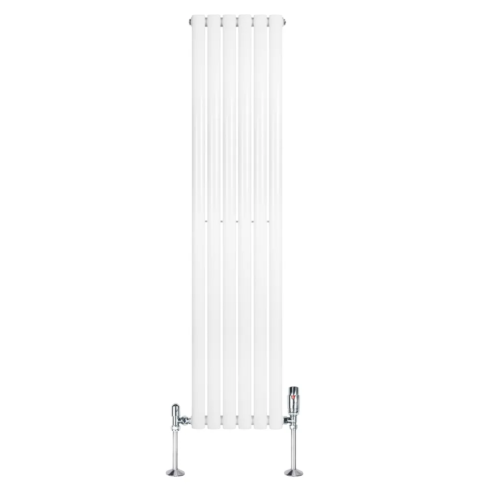 Q-Rax Radiatori Tradizionali Ovale 1600x360 radiatore bianco con valvole