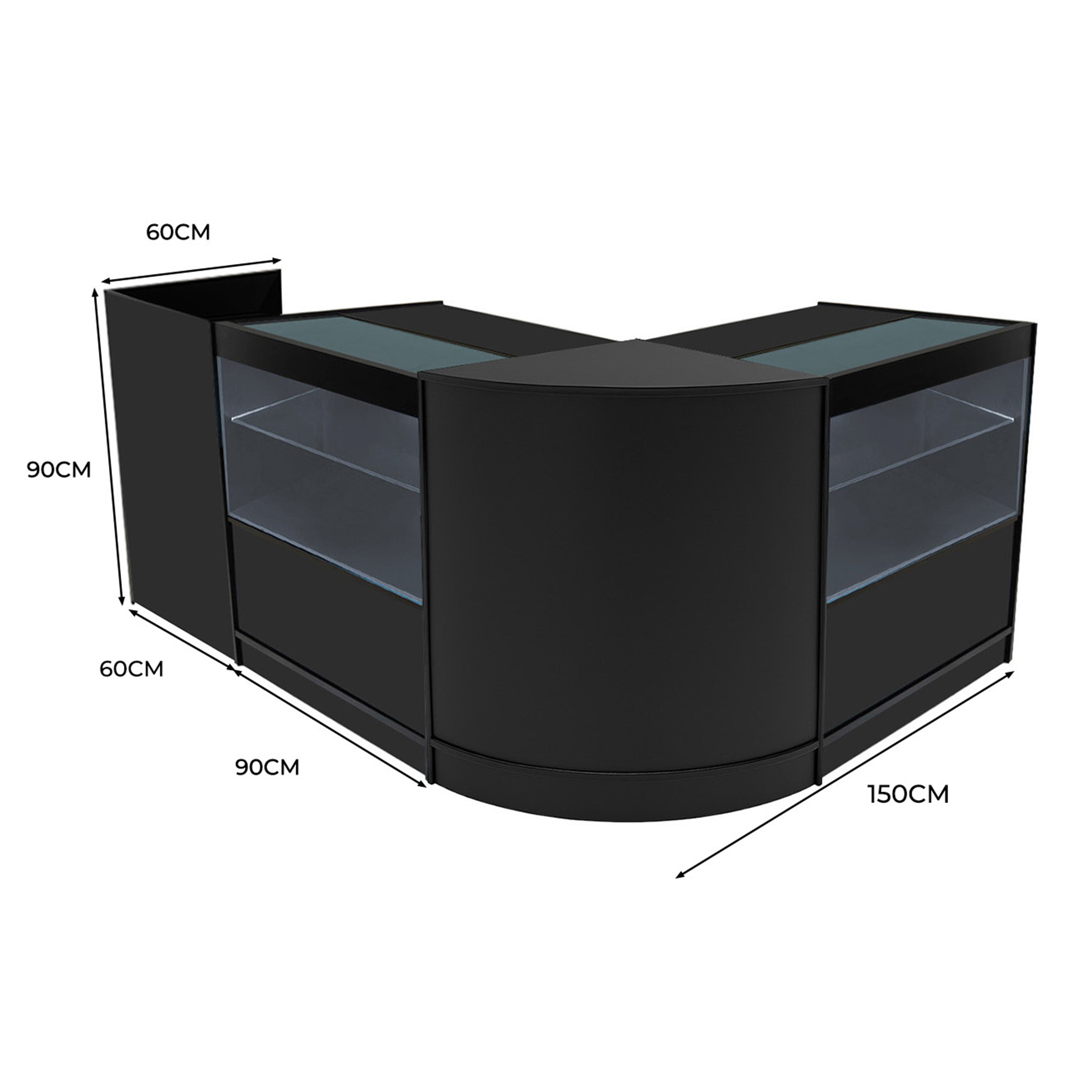 Q-Rax Banconi Negozio Phoenix LED Nero Set CM60 TB60 2xC900