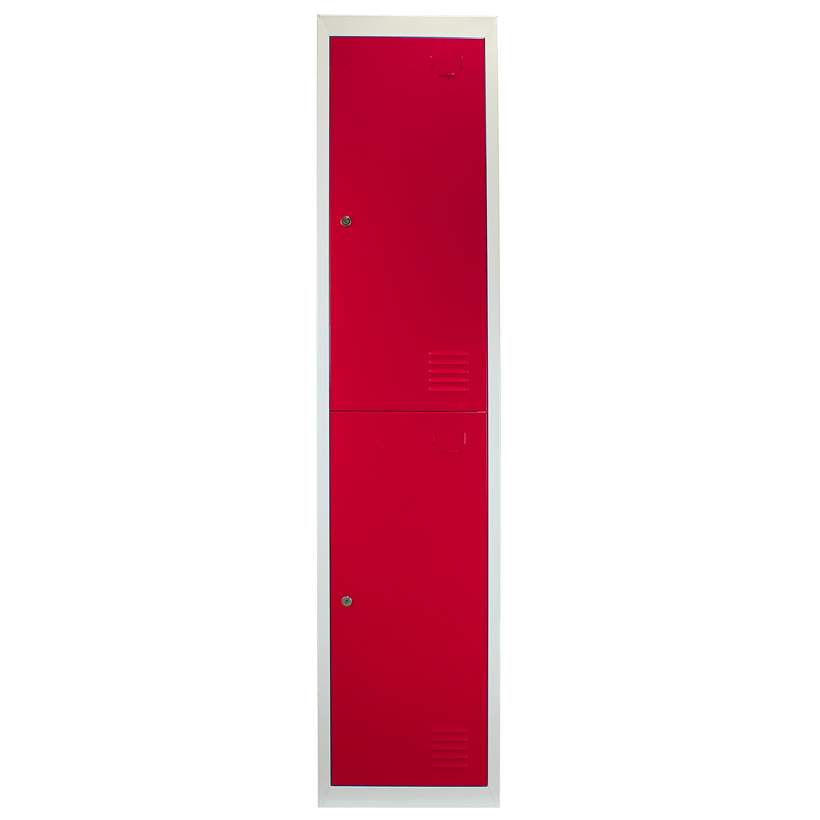 Q-Rax Armadietto Acciaio 180cm 2 Porte Rosse 3 Pezzi con Chiave