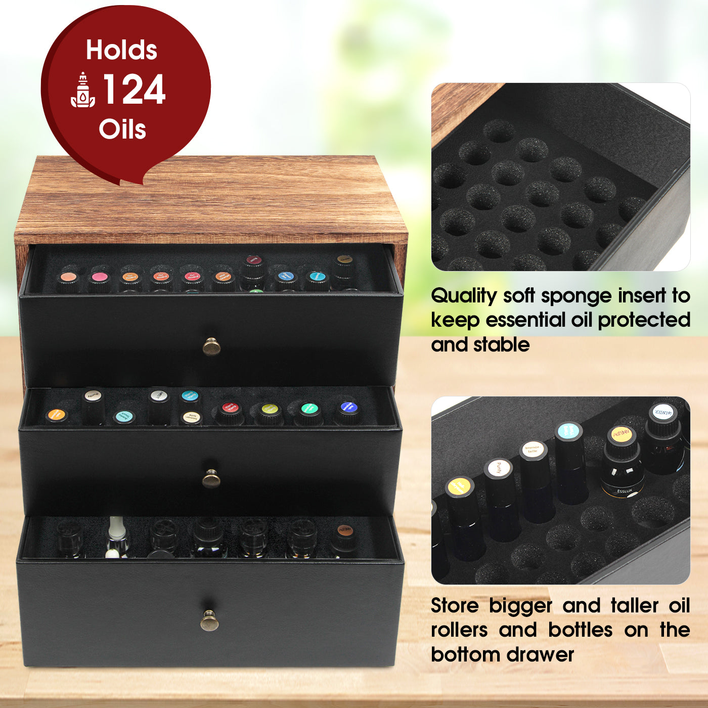 Jackcube Design Makeup Organizer Oli Essenziali Nero 3 Cassetti