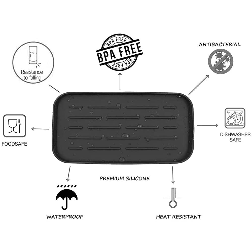 HGYZE Porta Spugna e Scolapiatti Tappetino Silicone Nero 25,5x14