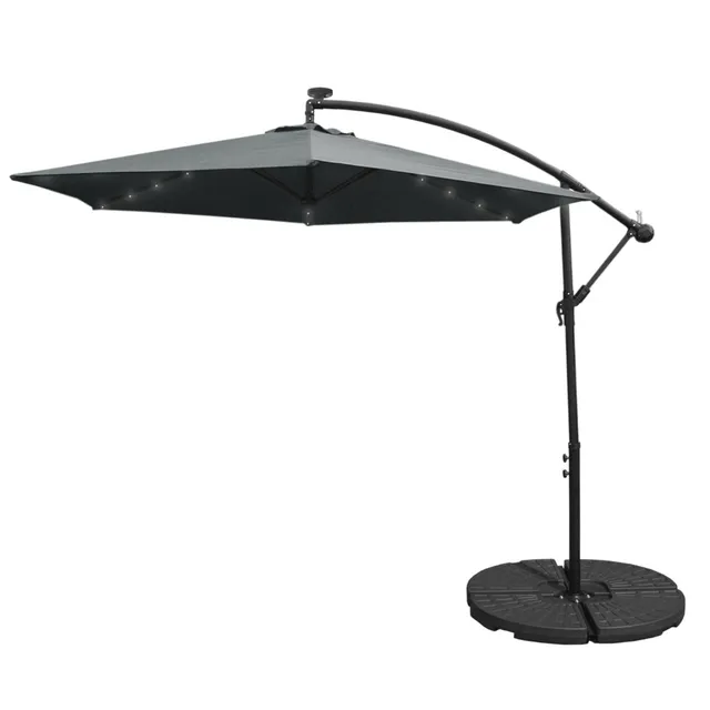 Q-Rax Mobili da Esterno Ombrellone 3m LED Grigio con Base