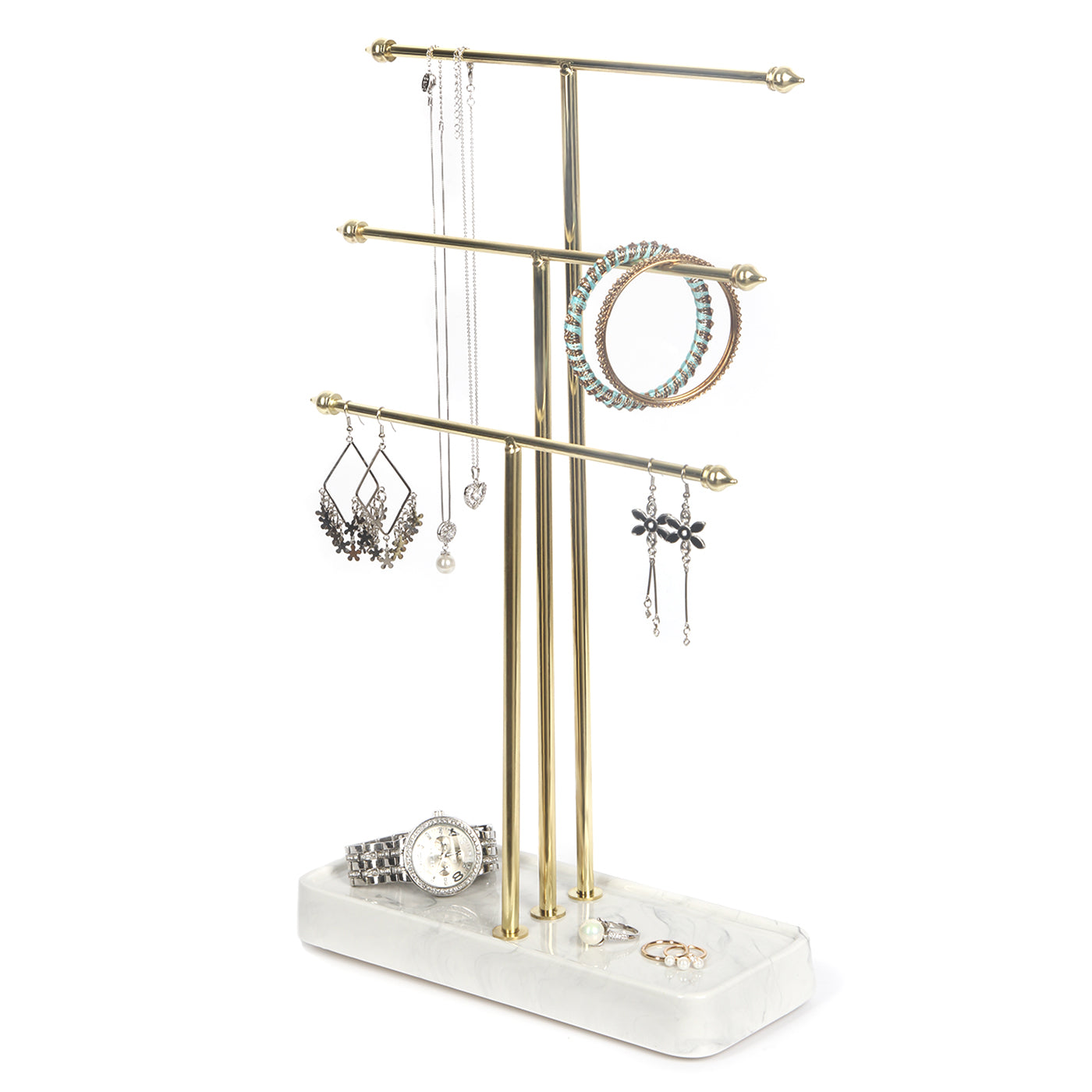 Jackcube Design Jewelry Stand Oro 3 Livelli Vassoio Marmo