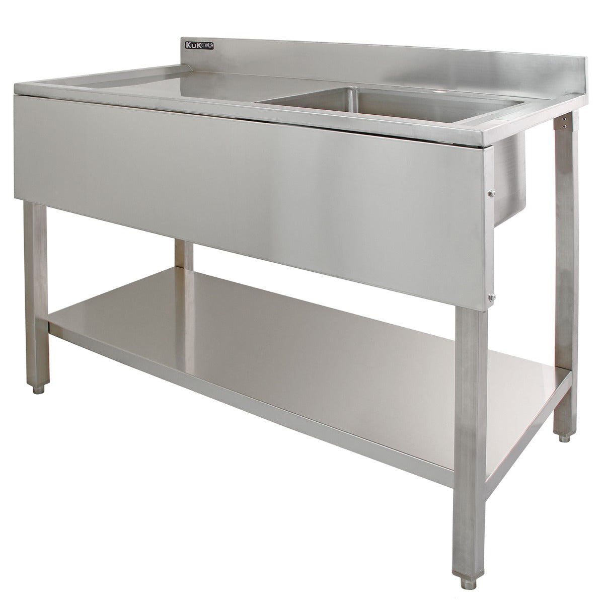Q-Rax 180cm lavello commerciale sgocciolatoio sinistra + 2 mensole