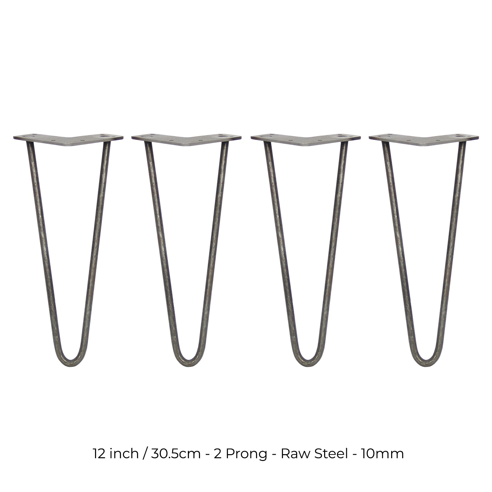 Q-Rax Gambe Per Tavoli 30,5cm 2 Rebbi 10mm Gambe Tavolo Acciaio 4pz