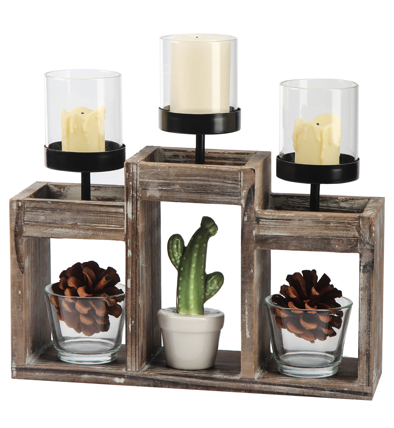 Jackcube Design Wall Décor Portacandele Legno 3 Vetri