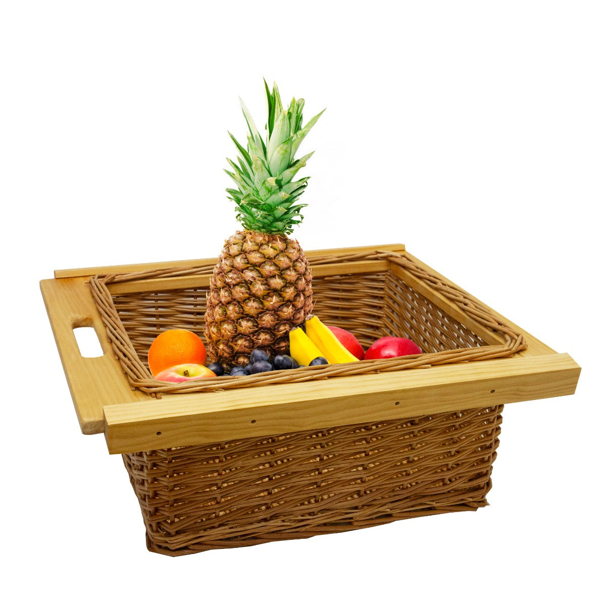 Q-Rax Cestelli Estraibili Cucina Vimini 50cm 1 Cesto 10kg