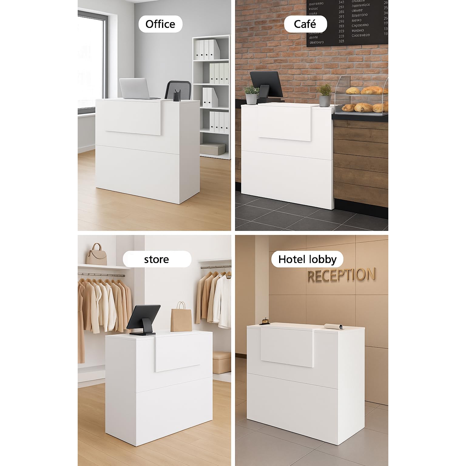 Henor Oja Bancone Reception 90 cm Bianco Ignifugo 107 cm