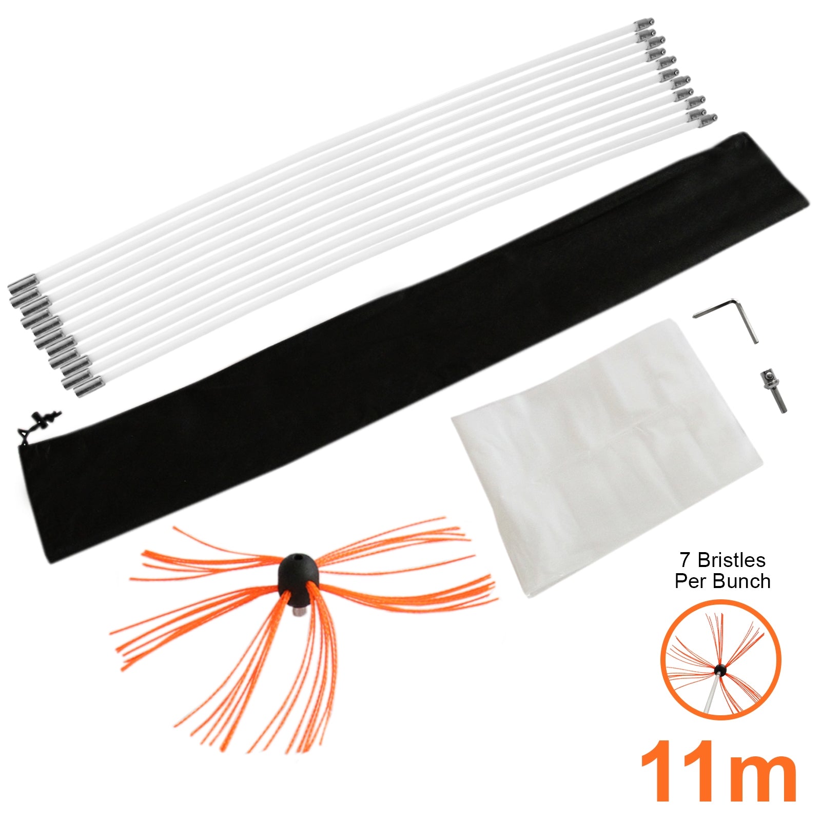 Q-Rax Scovolo Spazzacamino Maxblast 11 m Nylon con Trapano