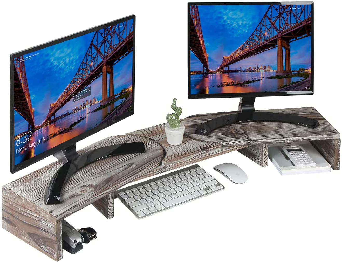 Jackcube Design Home Office Supporto Monitor Doppio Legno