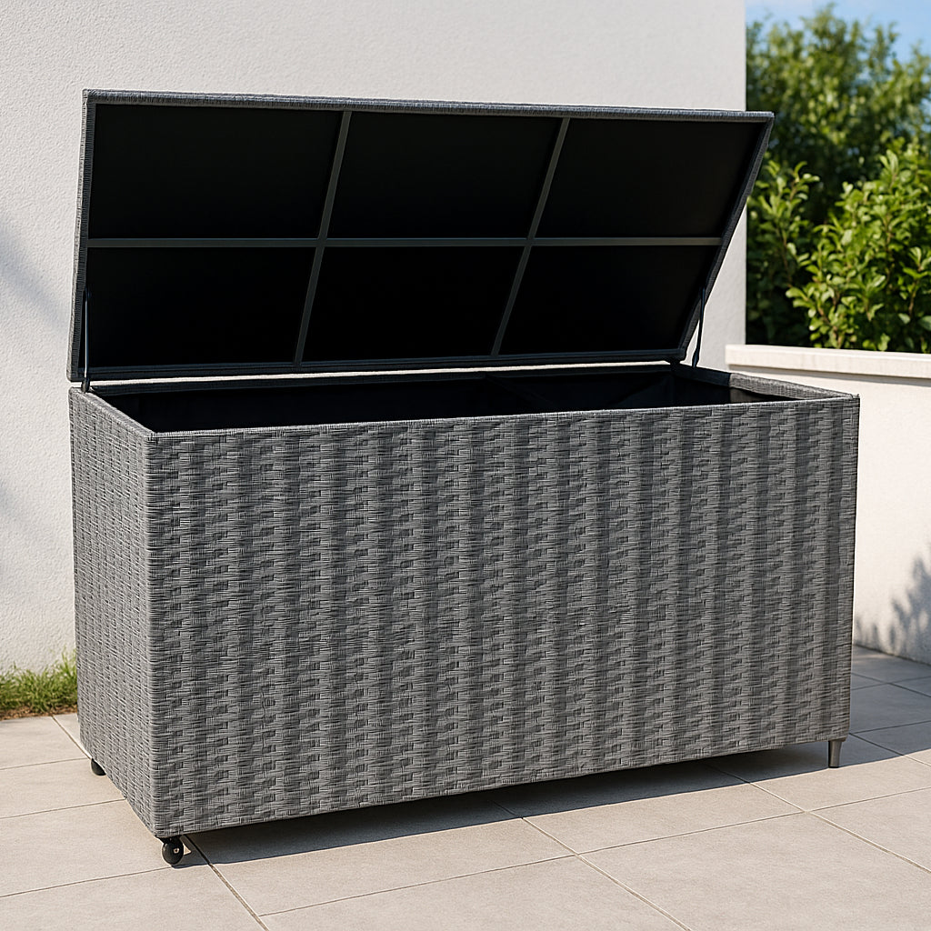 Q-Rax Baule Rattan Grigio 996L da Esterno Impermeabile