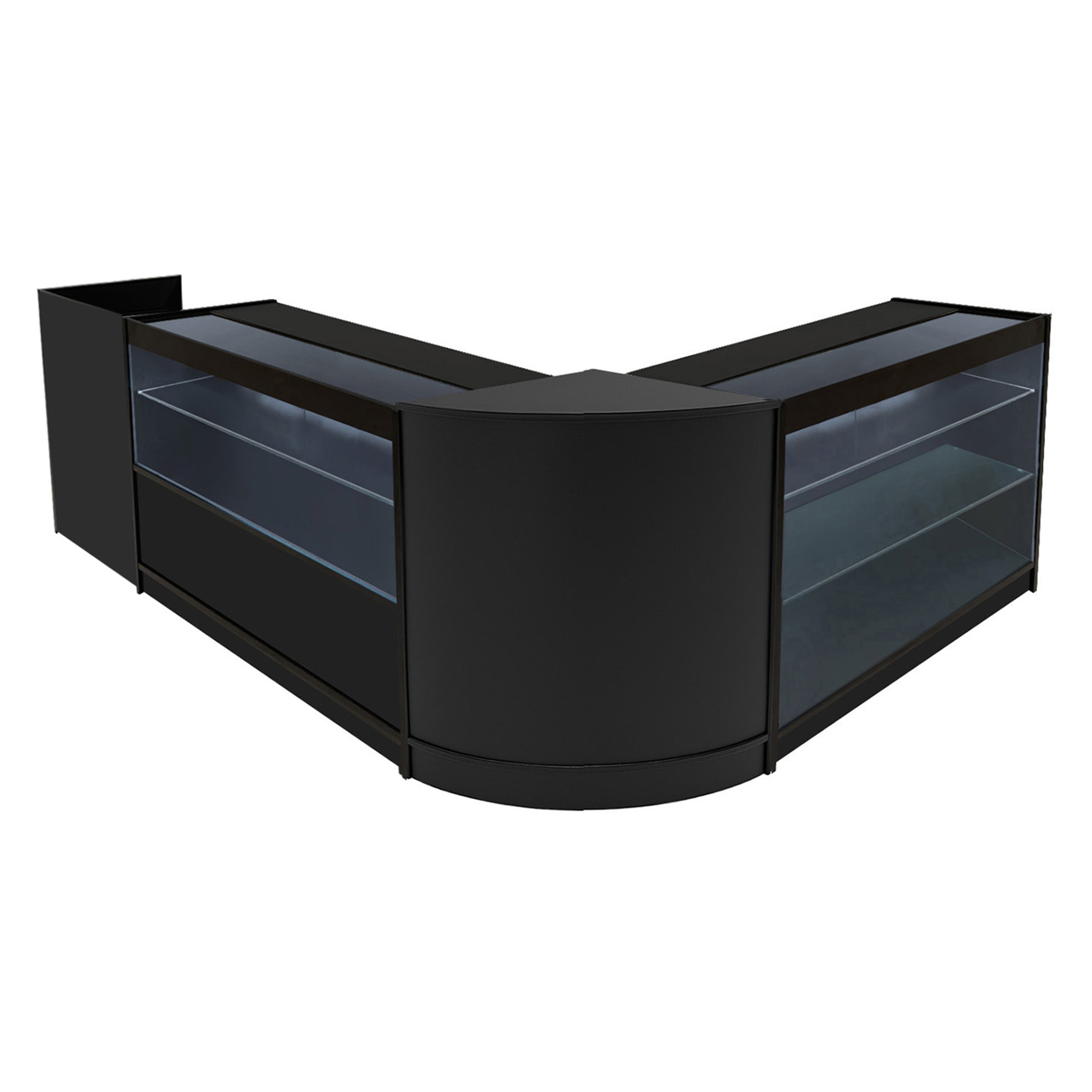 Q-Rax Vega Set 4 Banconi Negozio Neri LED con Vetro