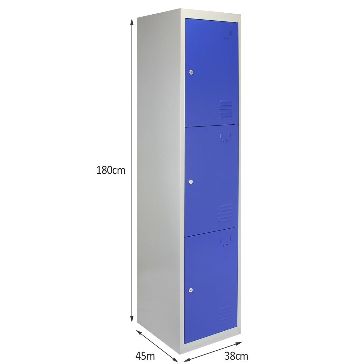 Q-Rax 3 Armadietti 3 Porte Blu Acciaio 38x45x180cm