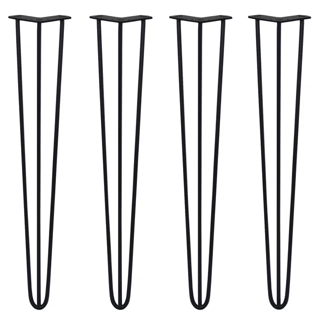 Q-Rax Gambe Per Tavoli 71cm 3 Rebbi Gambe Nere 4 Pezzi