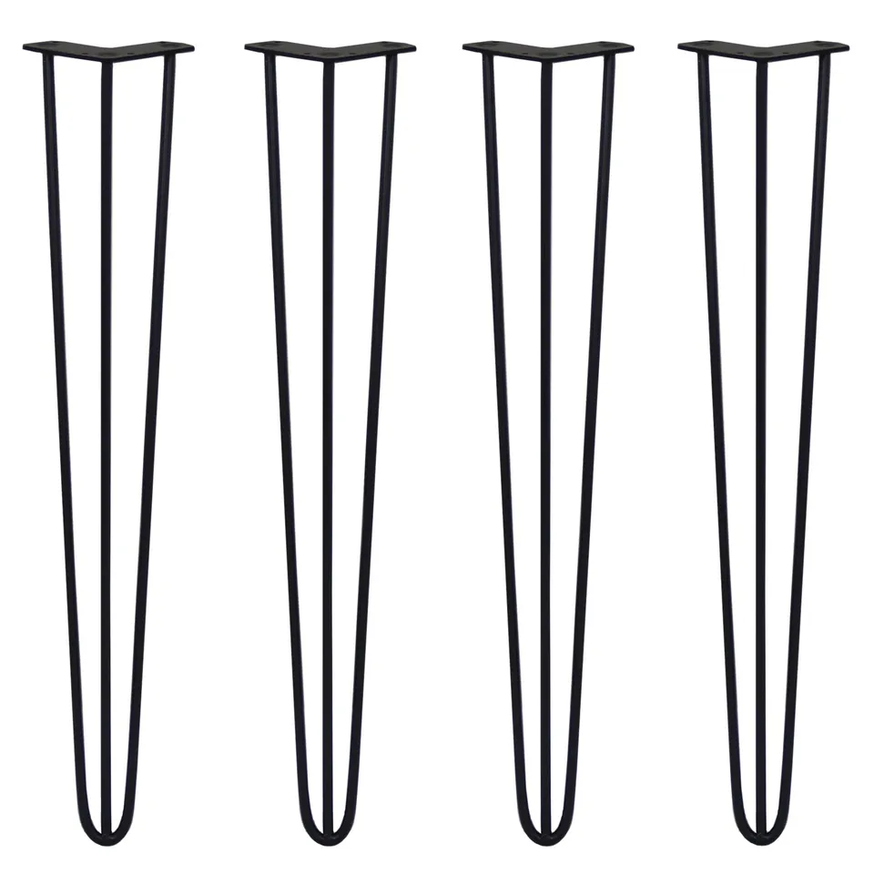 Q-Rax Gambe Per Tavoli 71cm 3 Rebbi Gambe Nere 4 Pezzi