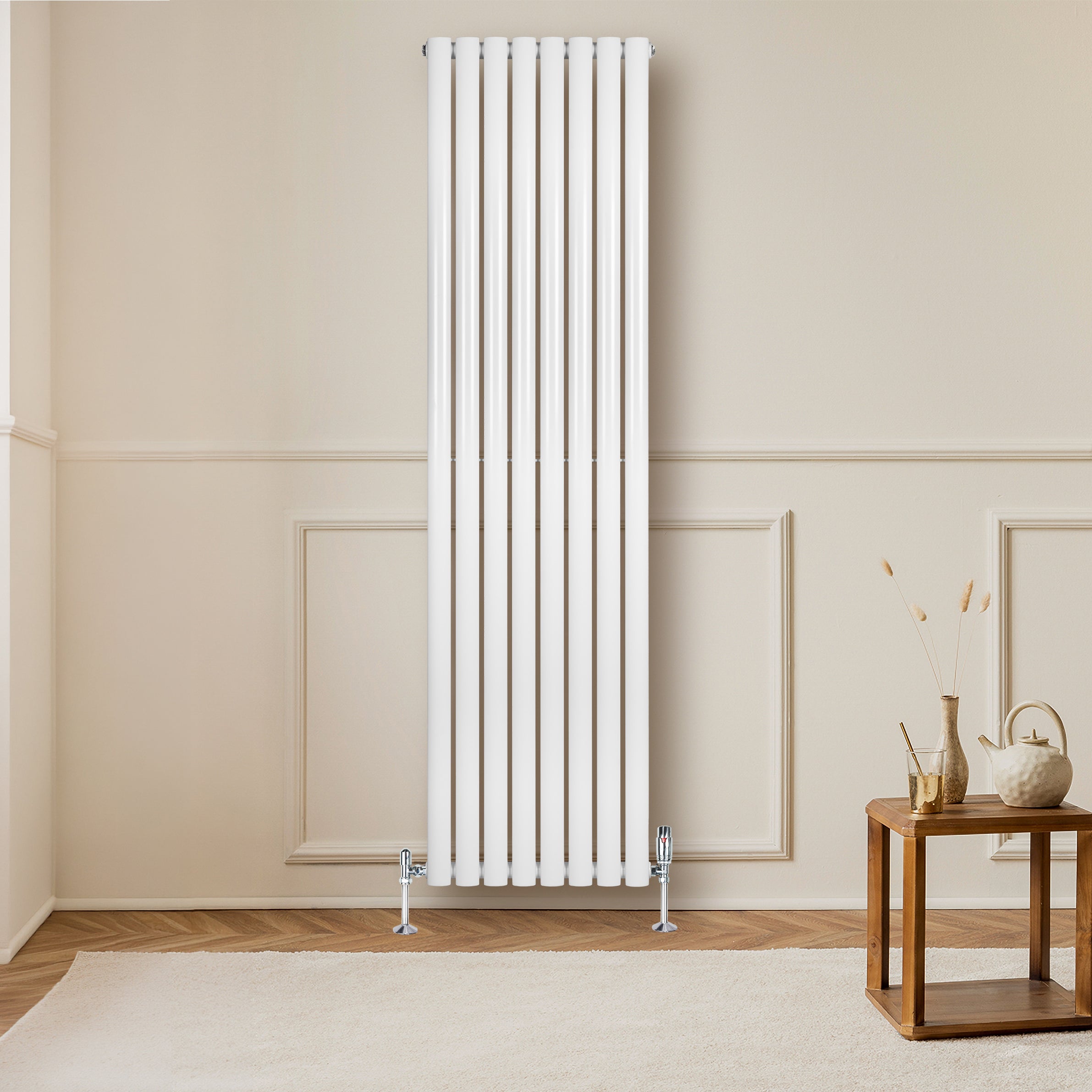 Q-Rax Radiatori Tradizionali Ovale Singola radiatore bianco 1800x480 valvole