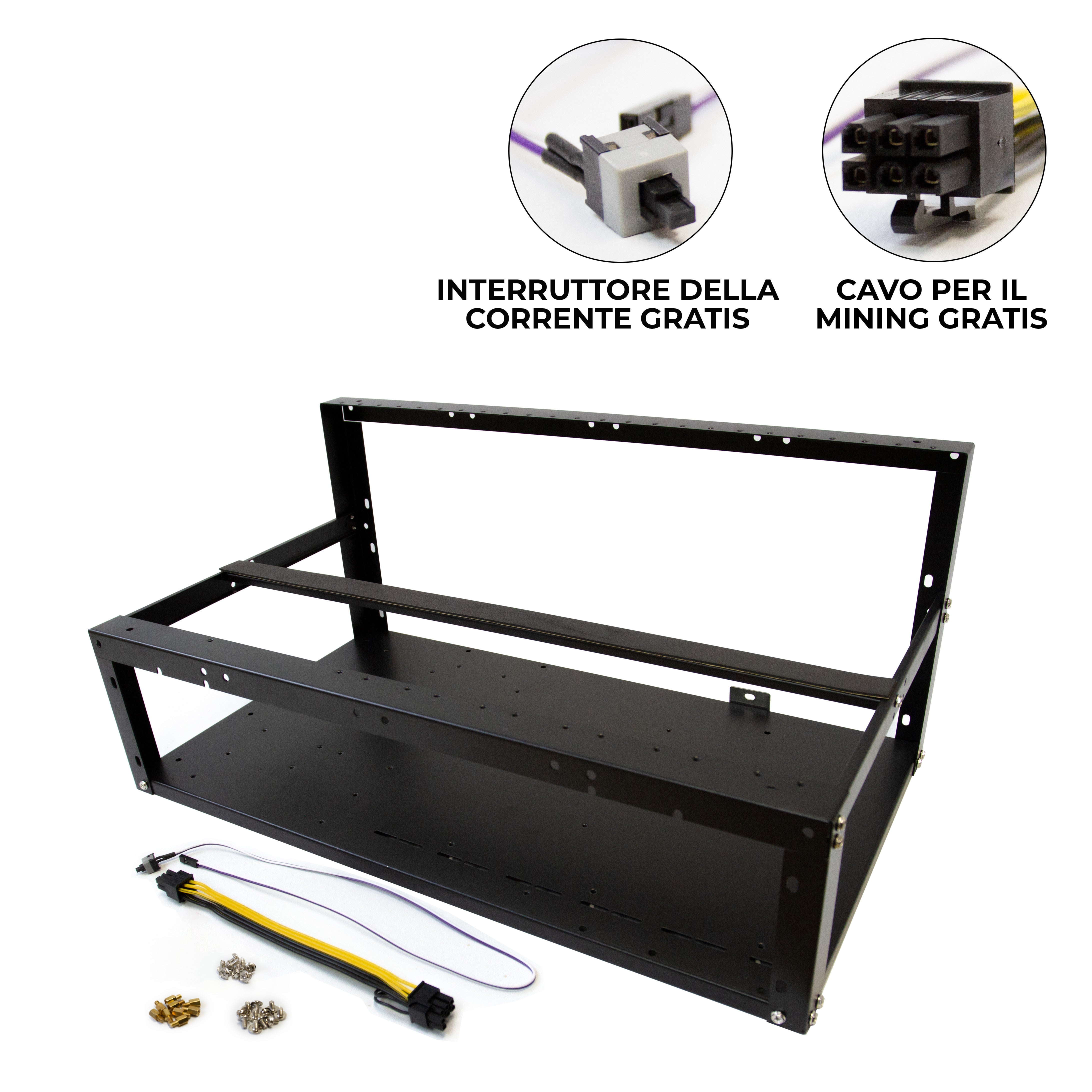 Q-Rax Telaio Mining 6-8 GPU Case Rig Acciaio 50,5 cm