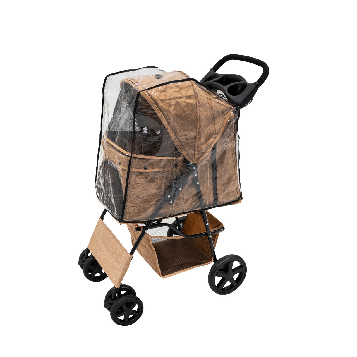 Q-Rax Passeggino Animali Beige Pieghevole 15 kg con Borsa