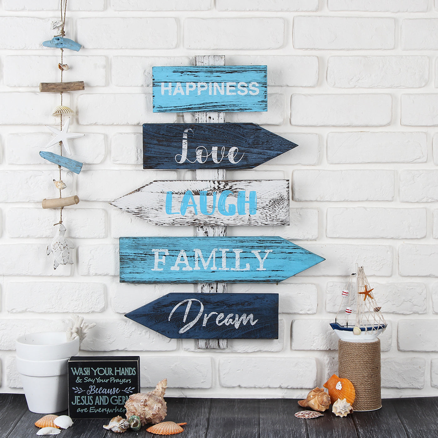 Jackcube Design Wall Decor Freccia Legno Blu 42x57,5 cm