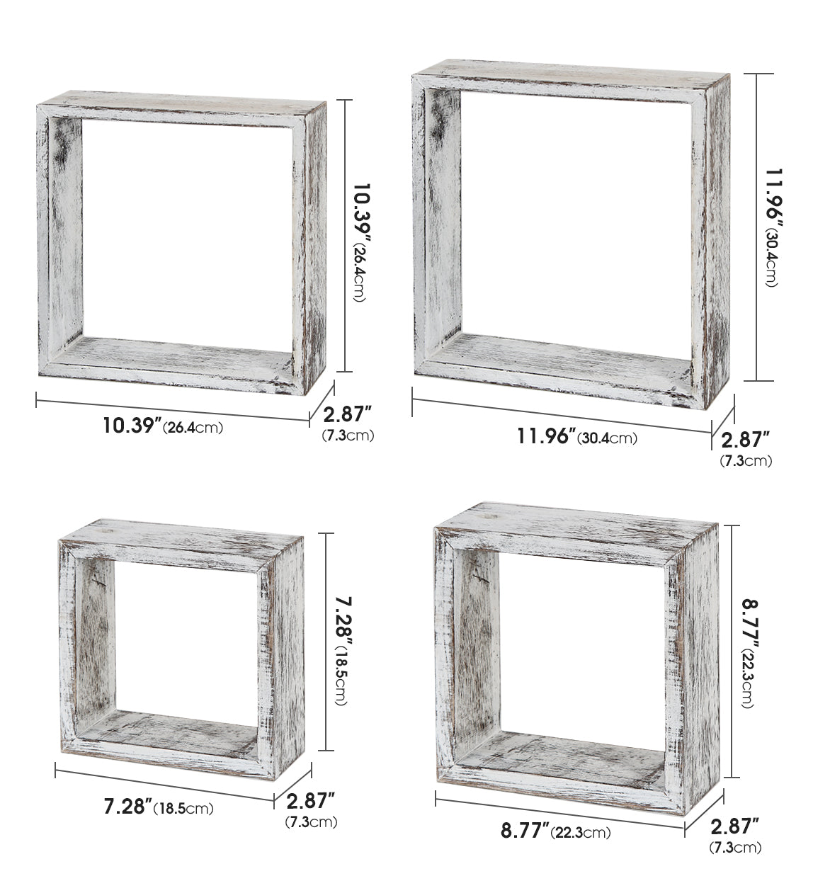 Jackcube Design Living Room set 4 mensole quadrate bianche parete
