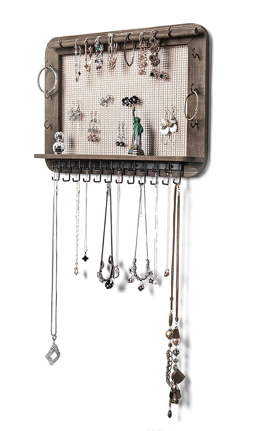 Jackcube Design Makeup & Jewelry portagioie parete rustico 29 ganci