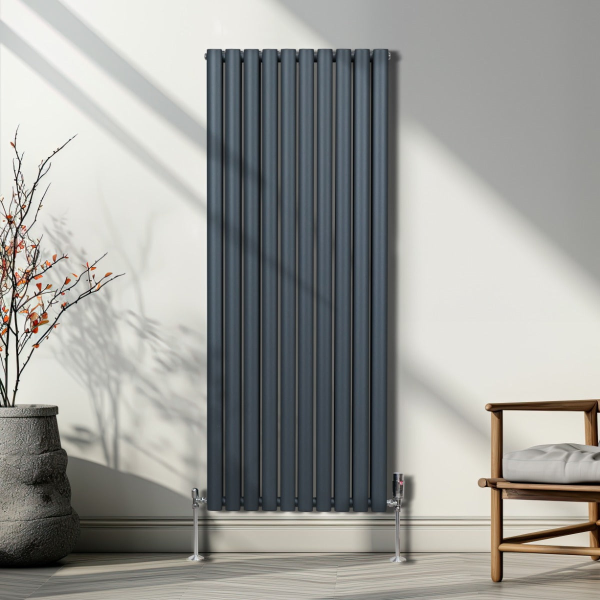 Q-Rax Colonna Ovale 1600x600 Radiatore Antracite Verticale