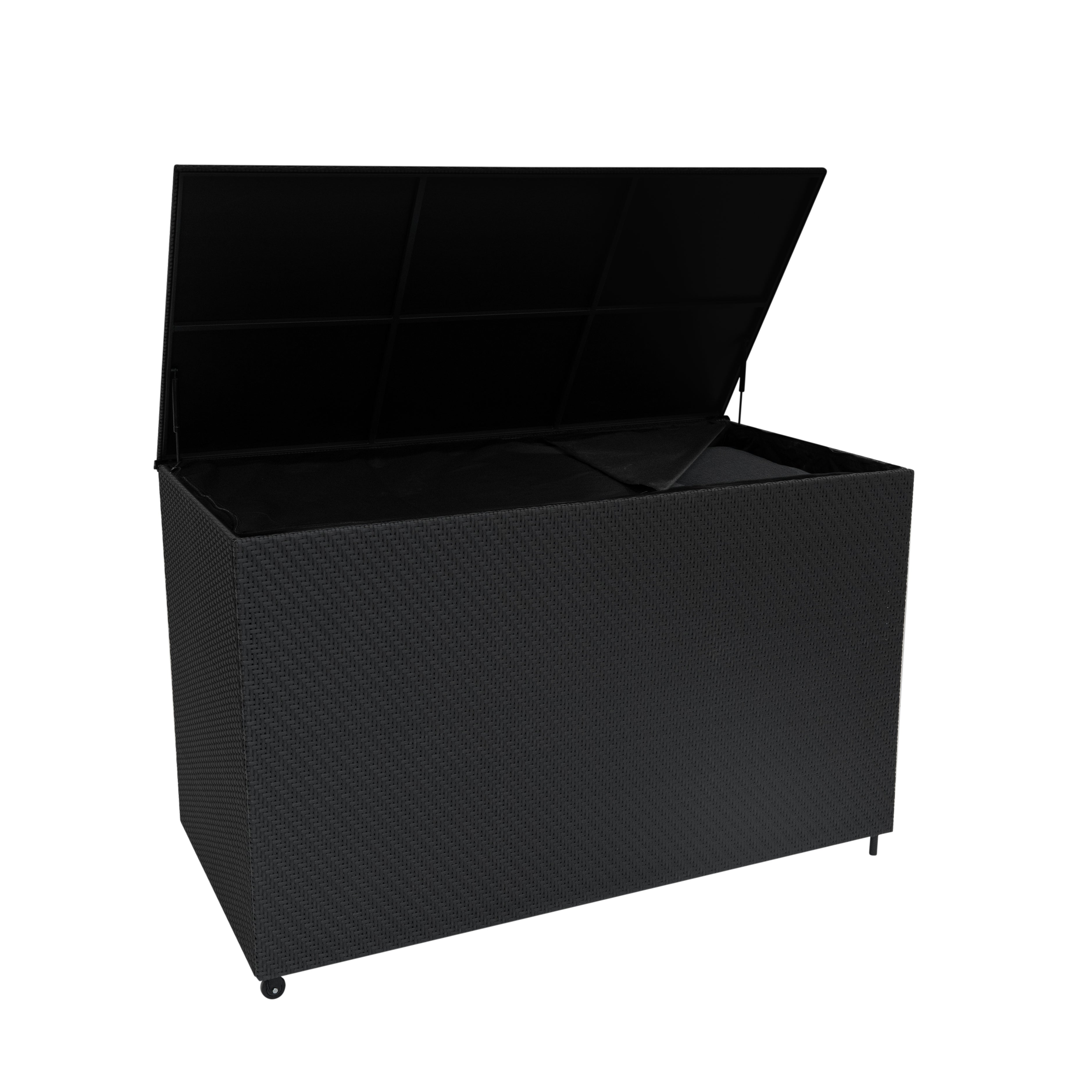 Q-Rax Serafina Baule Esterno Rattan Nero 996L con Ruote