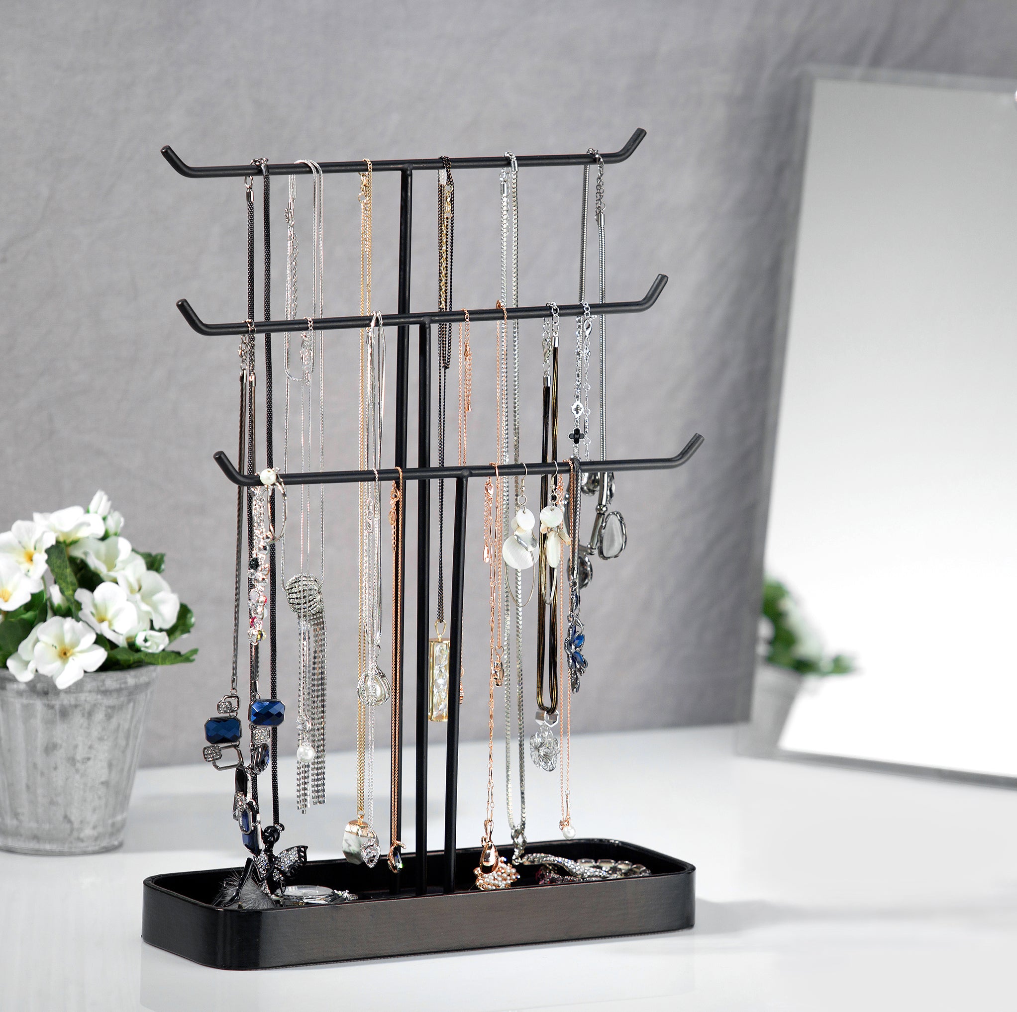 JackCube Design Makeup Jewelry Stand Gioielli 3 Piani Nero