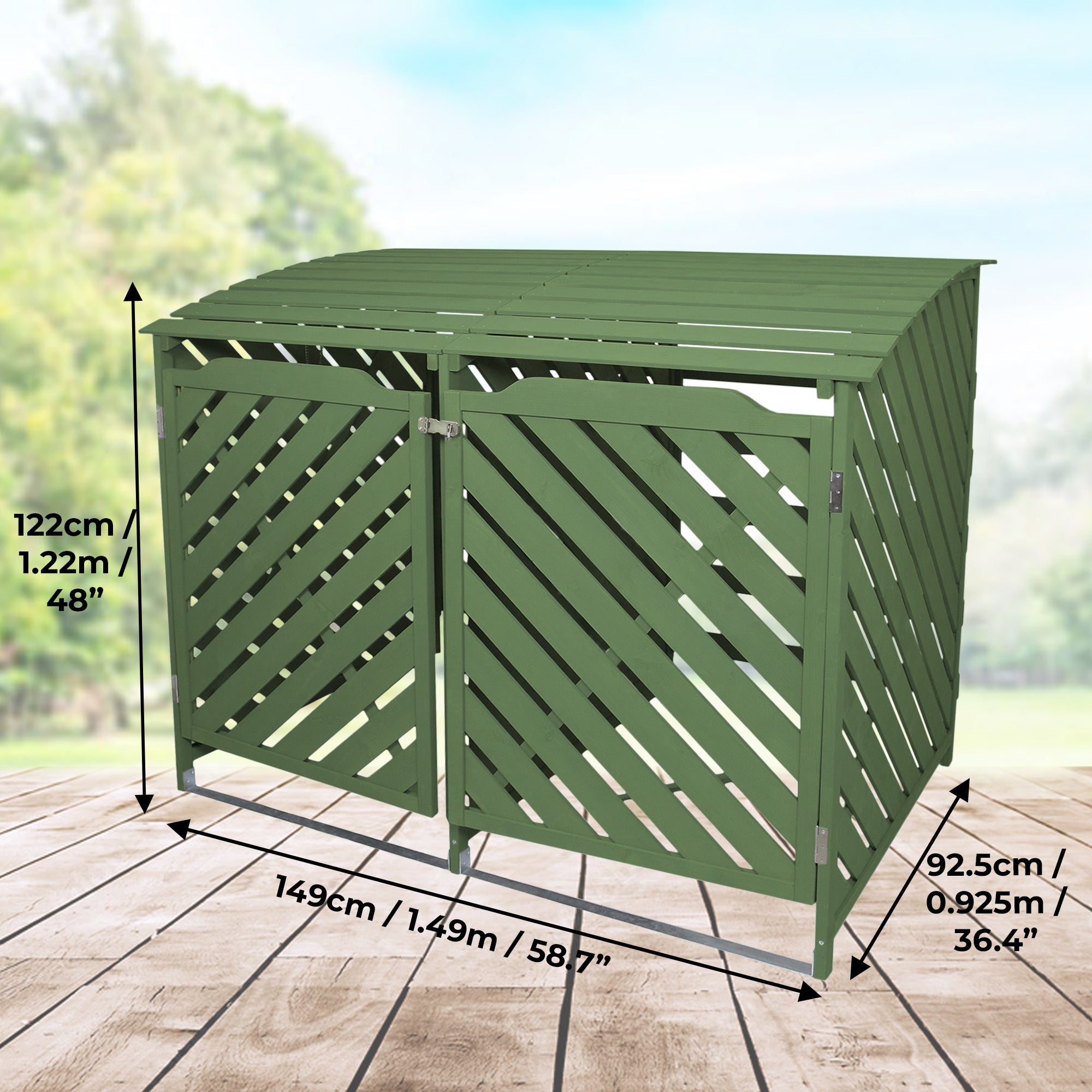 Q-Rax Copribidoni Doppio Legno Verde Salvia 2x240L