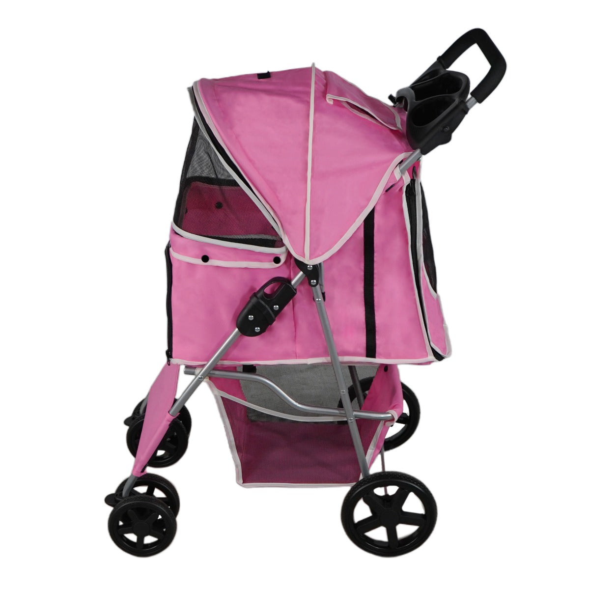 Q-Rax Passeggino Cani Rosa con Parapioggia 15 kg passeggino animali