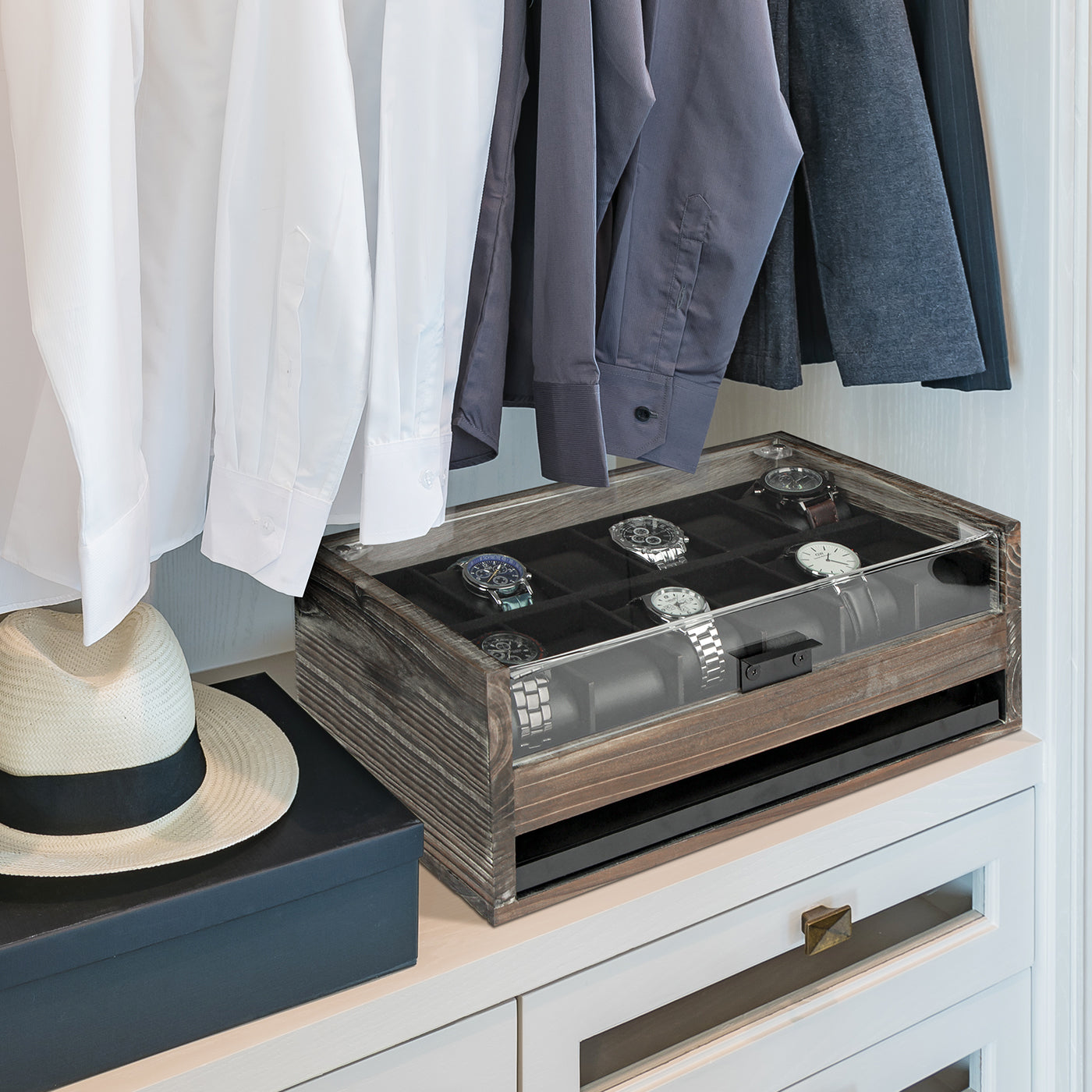 Jackcube Design Makeup & Jewelry Box Orologi Legno 12 Scomparti Vetro