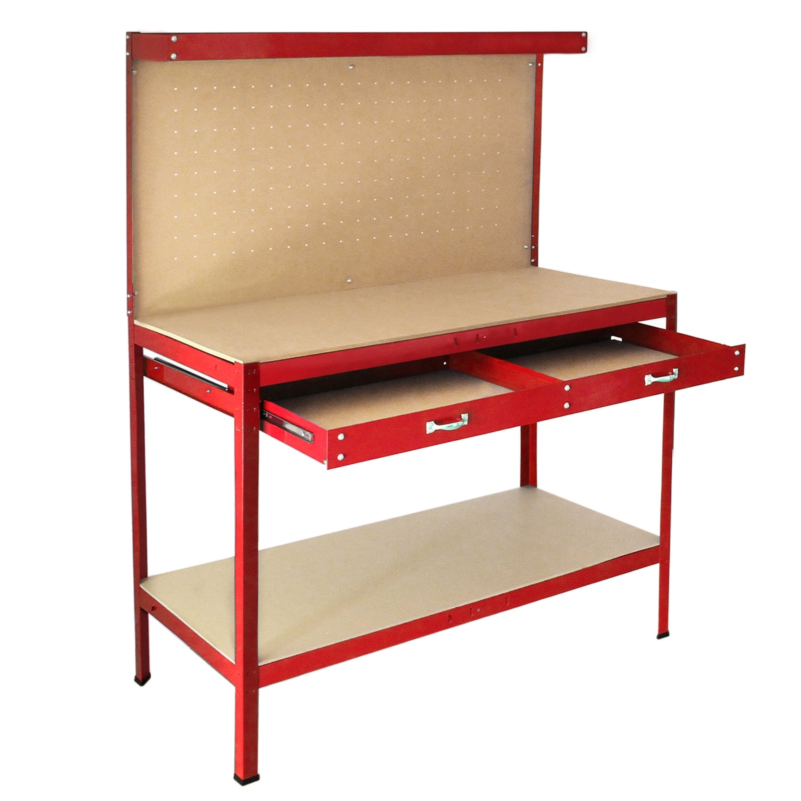 Q-Rax Banchi da Lavoro 120cm banco rosso con cassetto