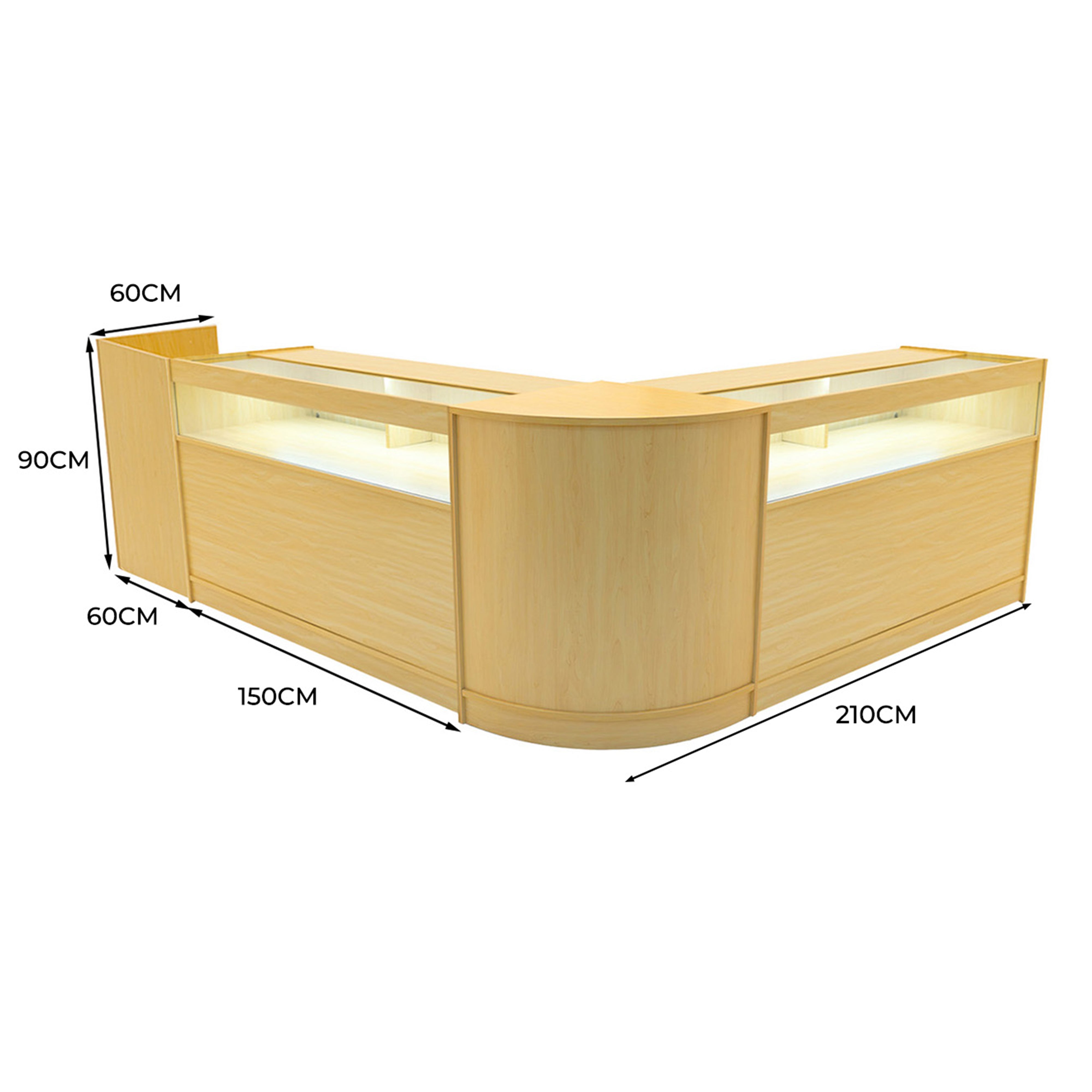 Q-Rax Banconi da Negozio Luna LED Acero Set B1500 CM60 TB60