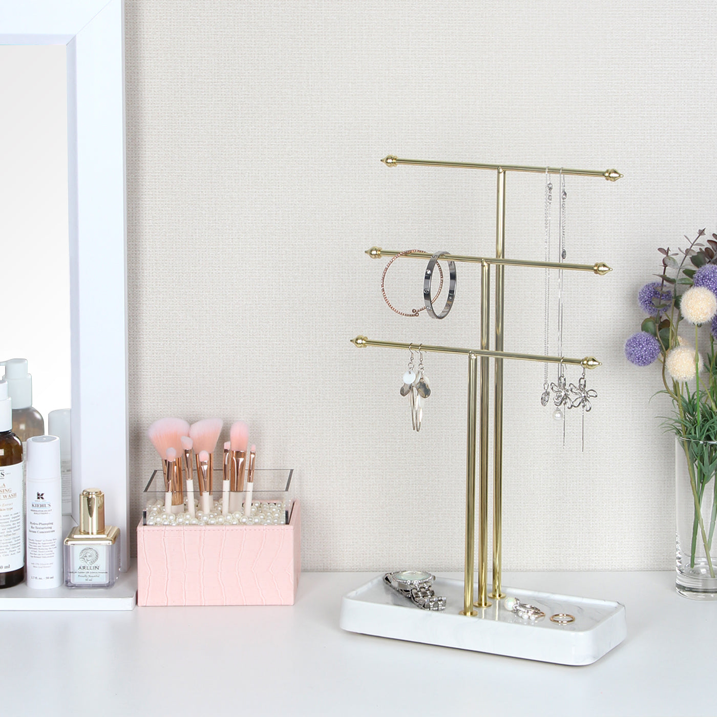 Jackcube Design Jewelry Stand Oro 3 Livelli Vassoio Marmo