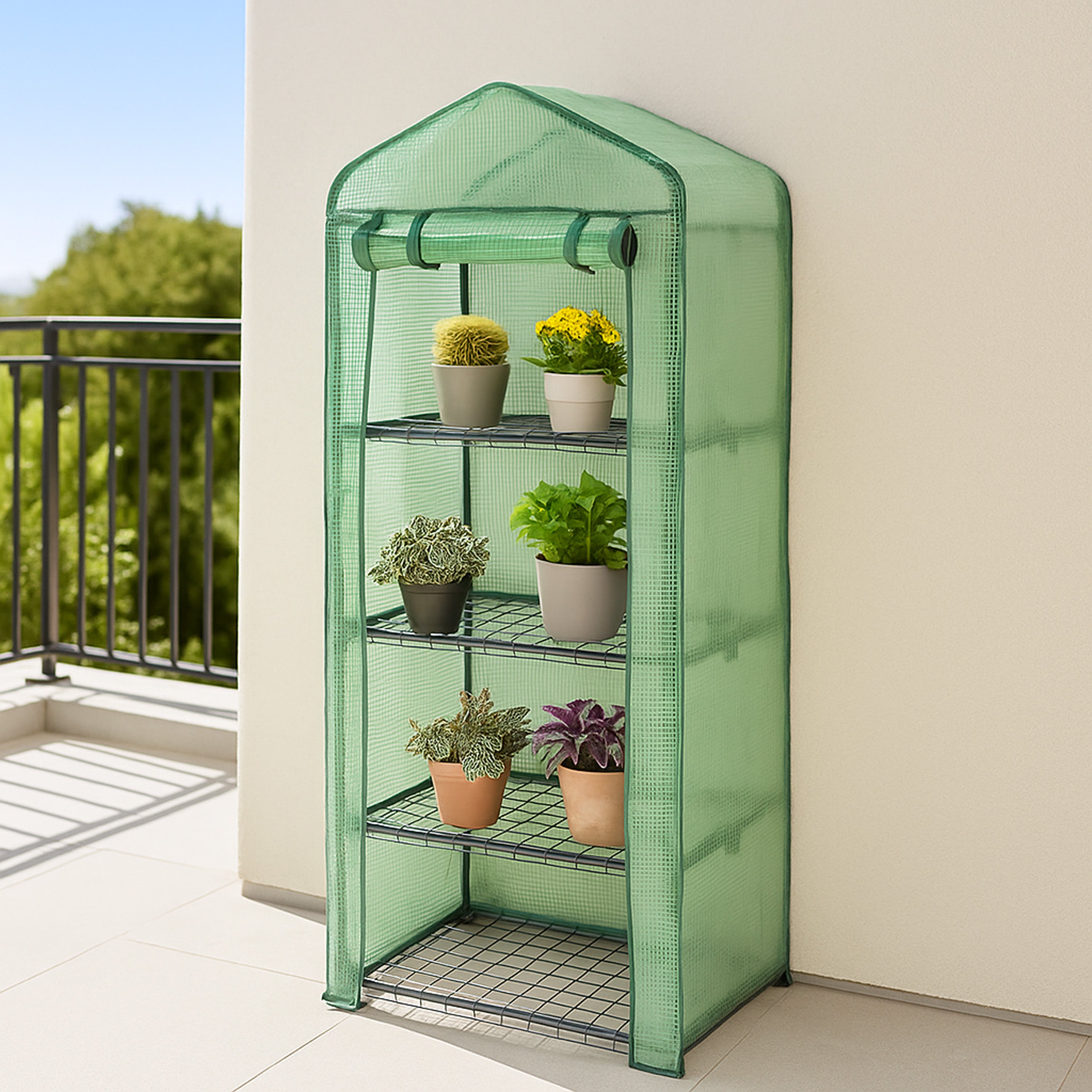 Q-Rax Deposito all'Aperto Mini Serra PE 69x49x162cm 4 Ripiani