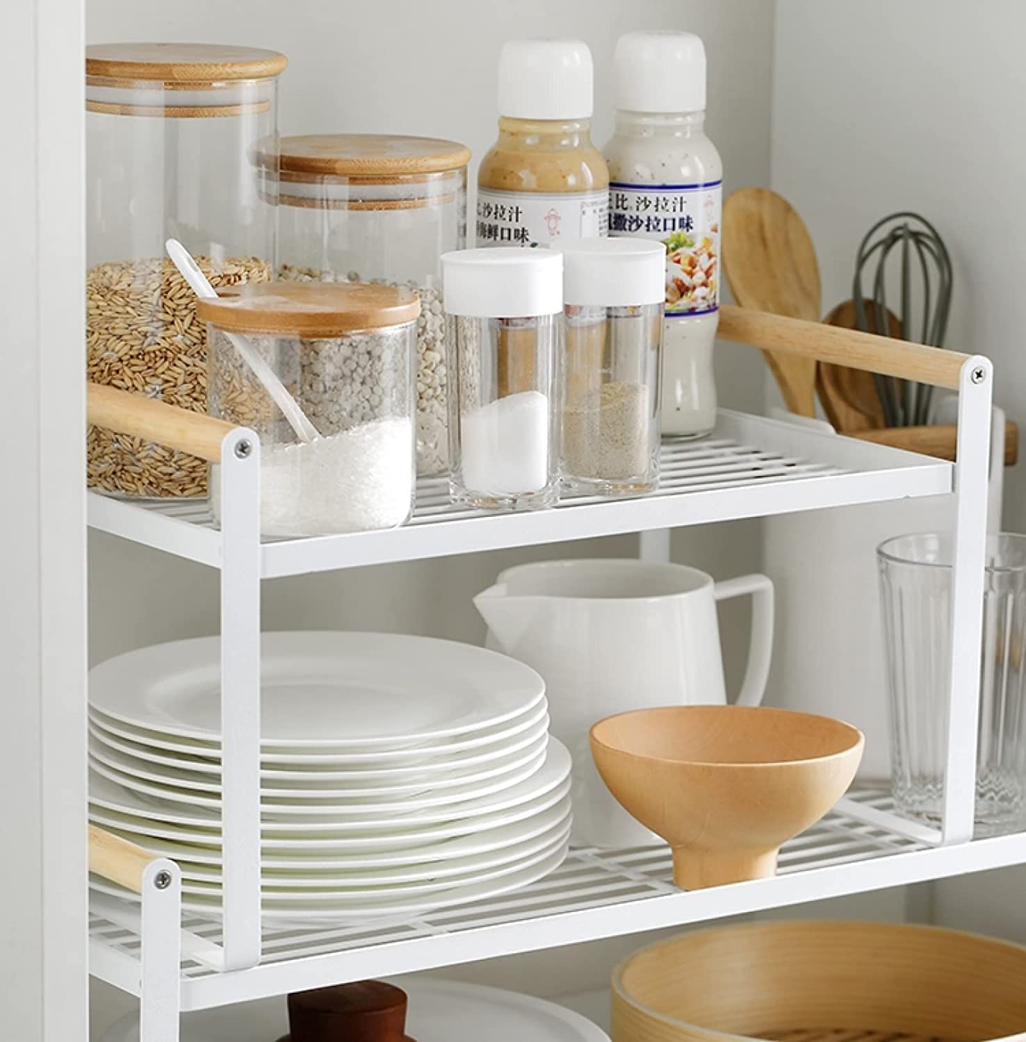 HGYZE Mensole Impilabili Cucina 35x21x20 cm bianco salvaspazio