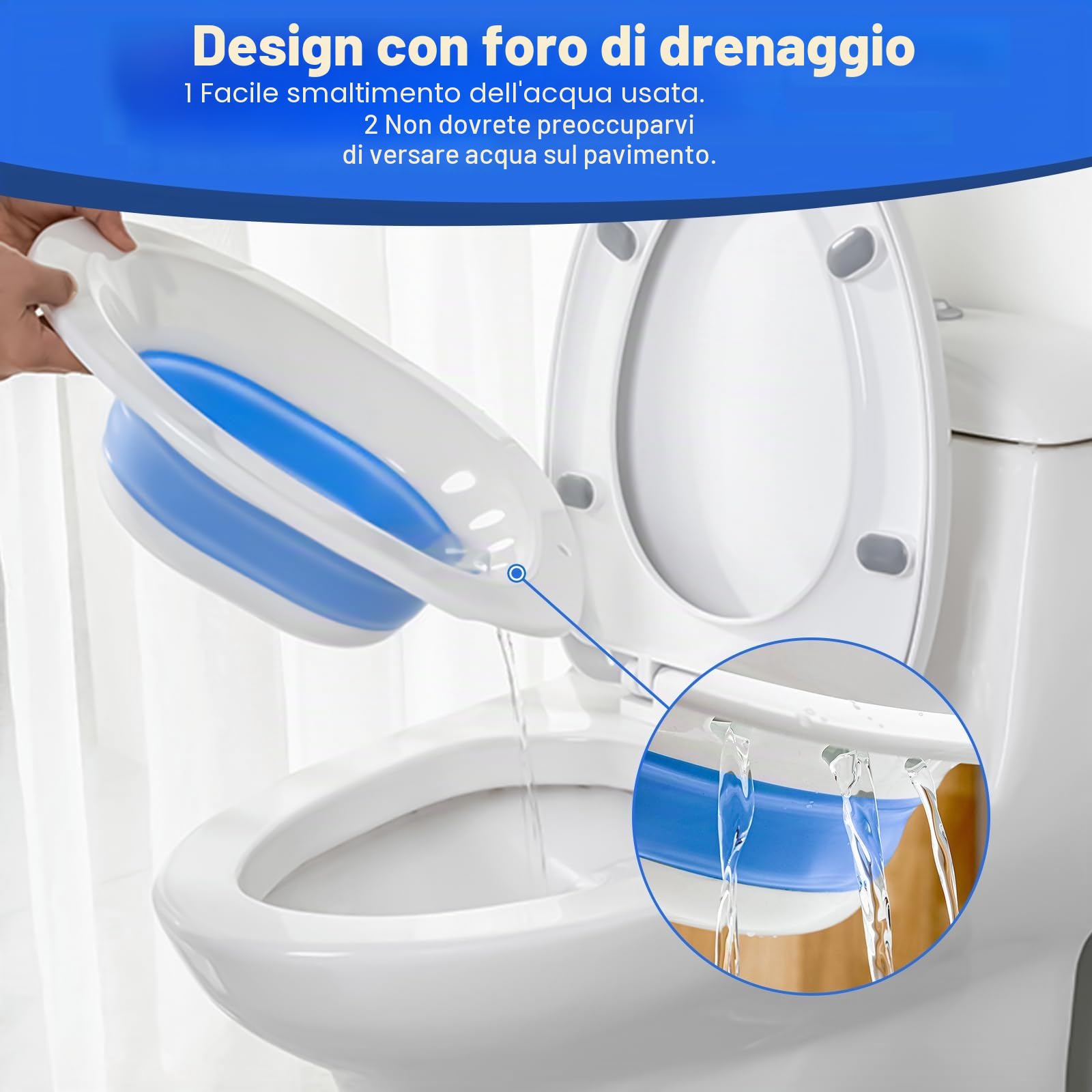 DEANIC Bidet Portatile WC Blu Pieghevole igiene intima