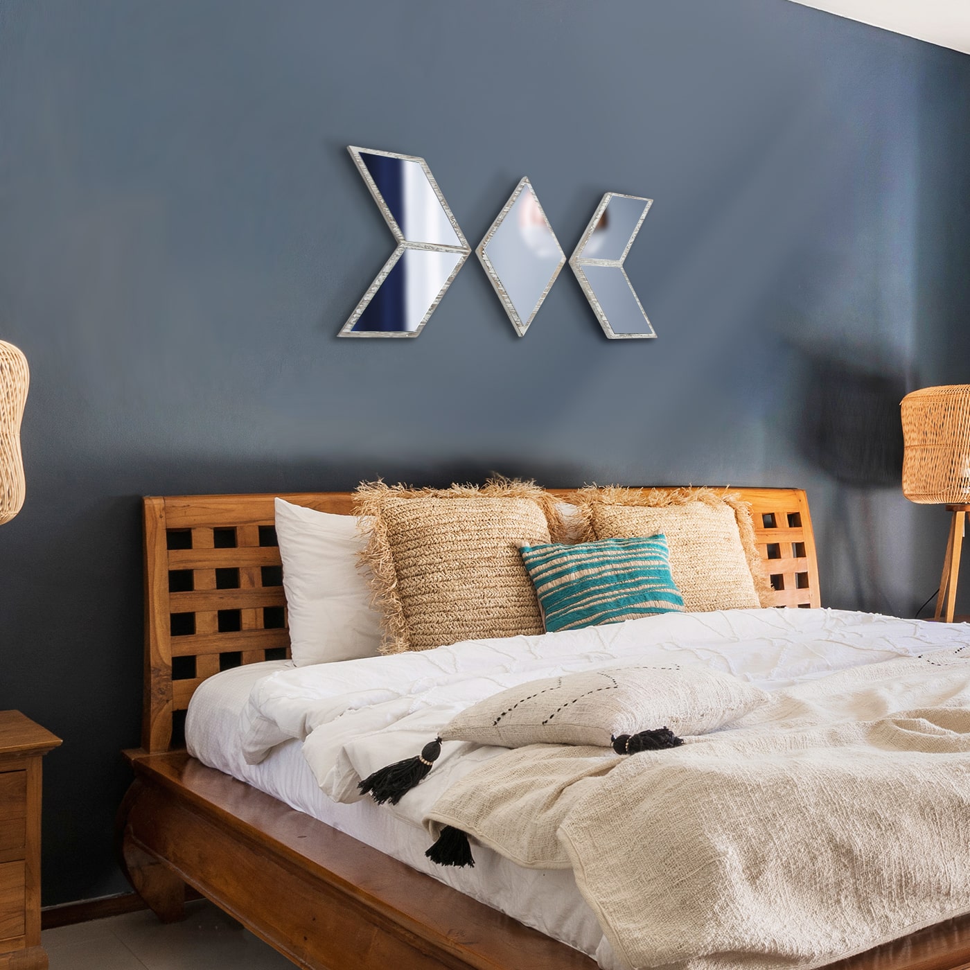 Jackcube Design Wall Décor set 3 specchi decorativi boho da parete