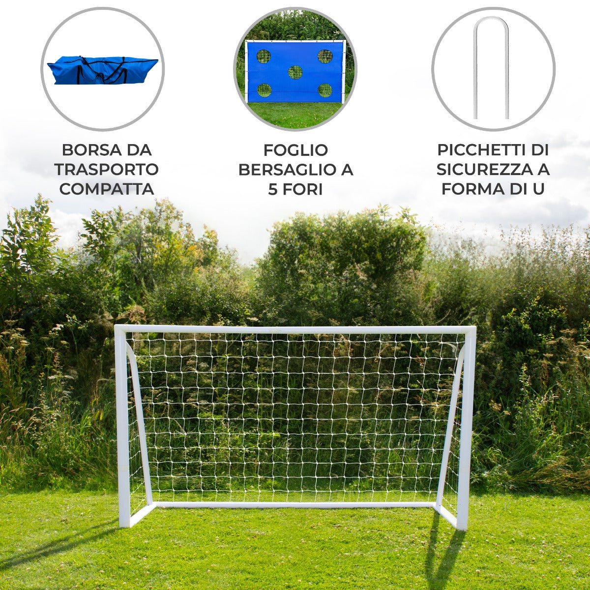 Q-Rax Porta da Calcio 180x120cm con Rete Telo e Borsa