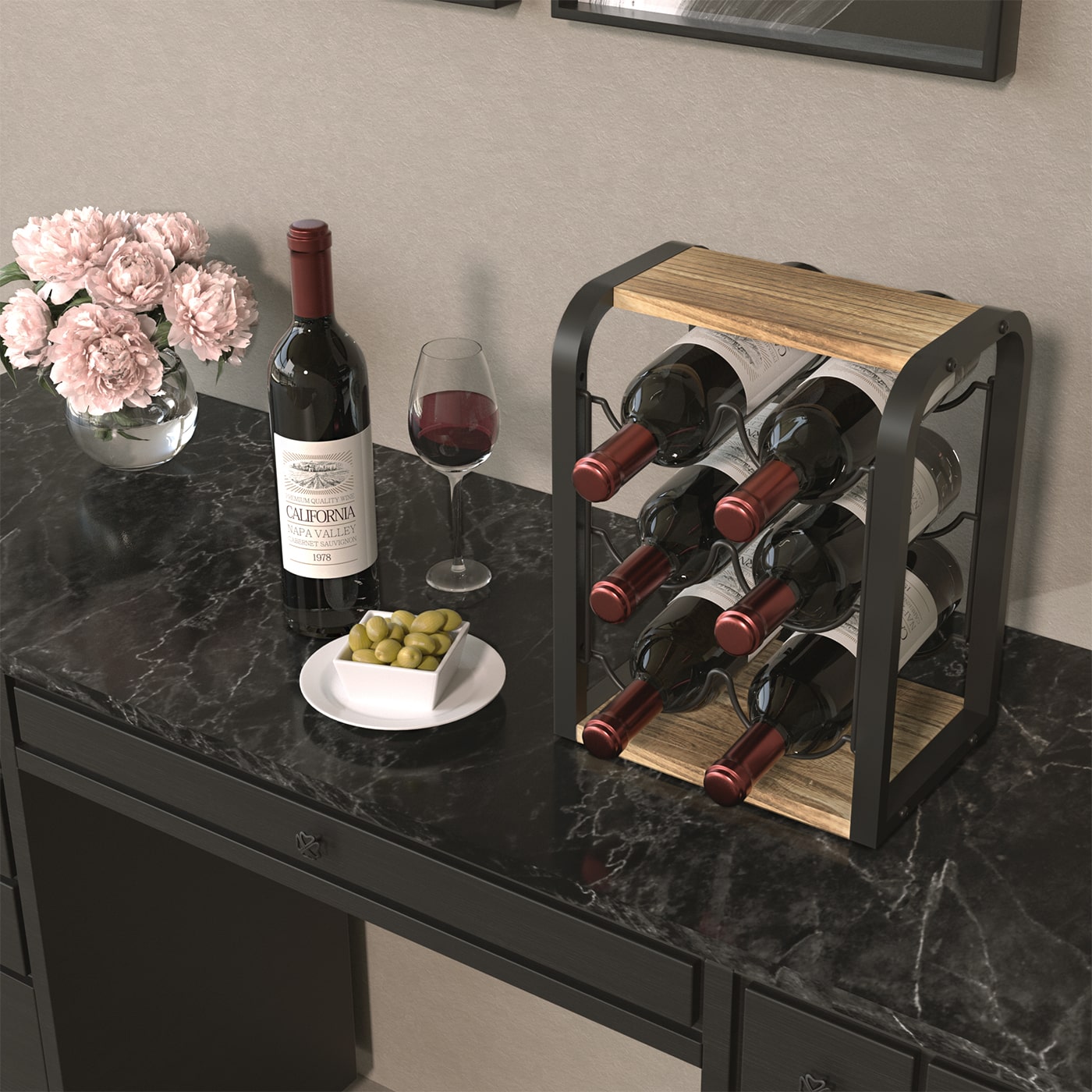 Jackcube Design Kitchen portavino da tavolo 6 bottiglie acciaio