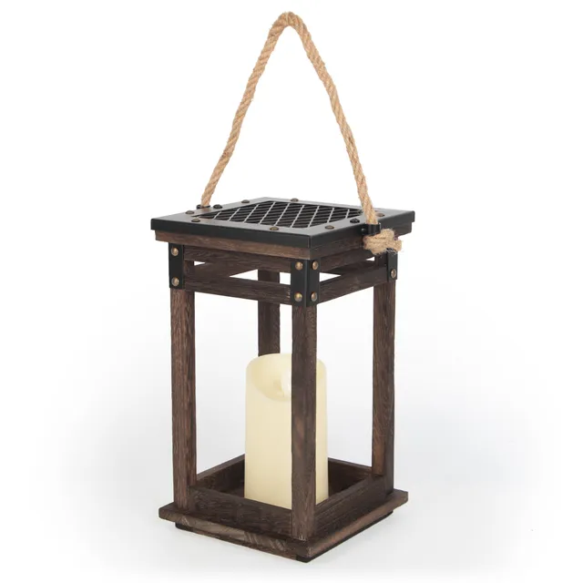Jackcube Design Lanterna Candela Legno Vintage 16x16x26 cm
